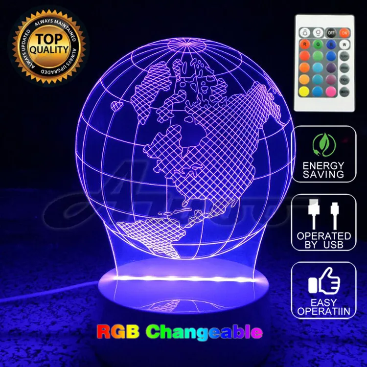 DSU Creative Gifts Remote Controlled Globe 3D Illusion Glow Party Decor