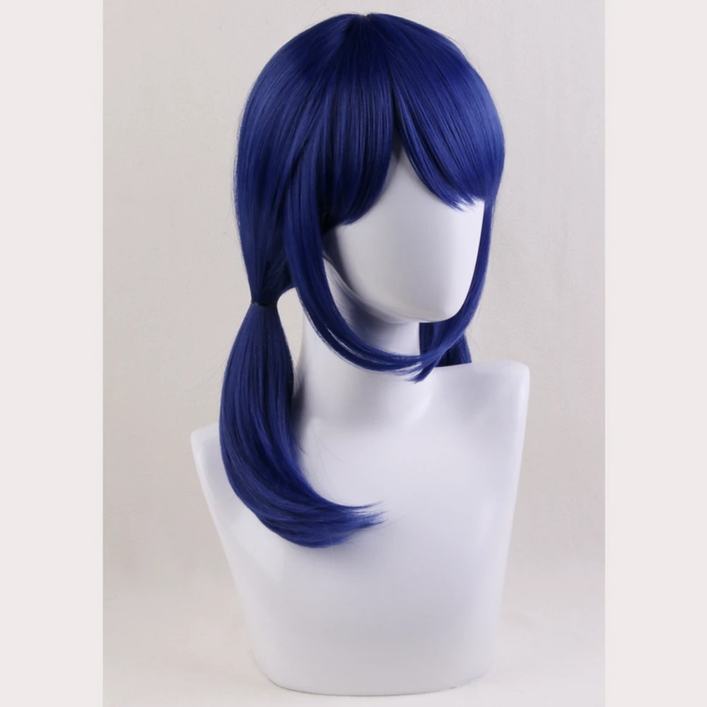 High quality 35cm Women Cosplay Wig Miraculous ladybug Dark Blue Heat Resistant Synthetic Hair Perucas Anime Costume Wigs