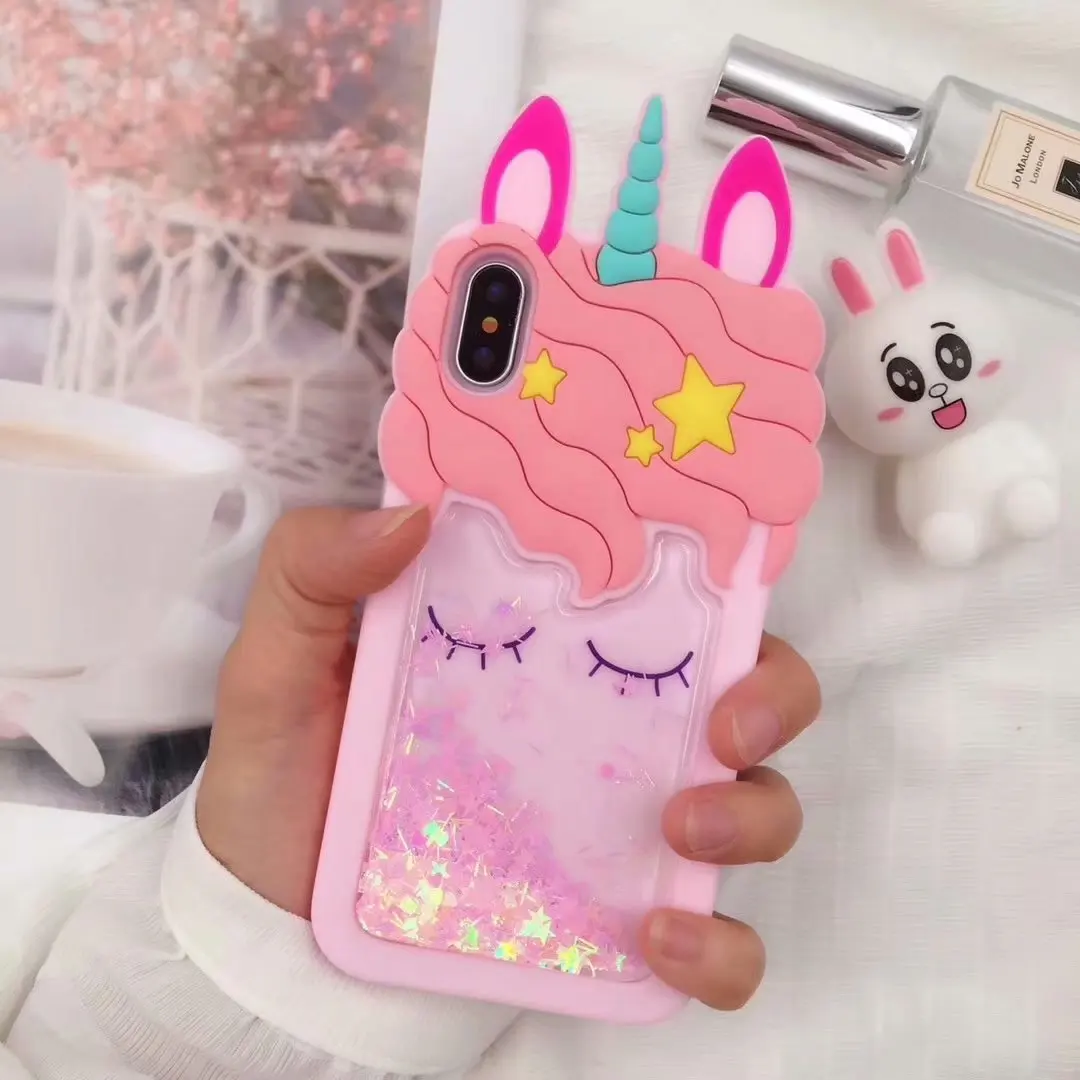 Мягкий силиконовый 3D чехол с единорогом для iPhone 7 8 plus милый мультяшный цветной
