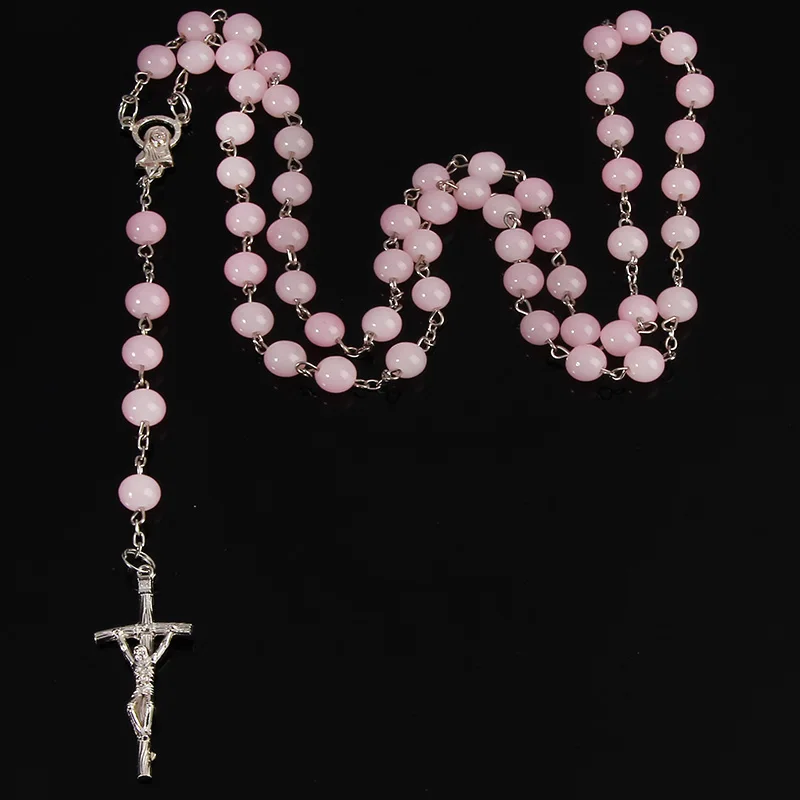 Catholic Rosary 8mm Fashion Handmade Round Glass Beads Premium Bead Pendant with Cross 30pcs | Украшения и аксессуары