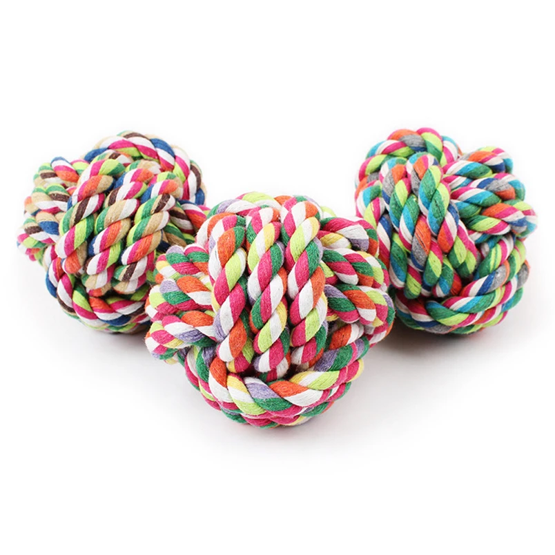 Chamsgend dog rope toy 2017 1PC Colorful Pets Rope Ball Toy Biting Ball