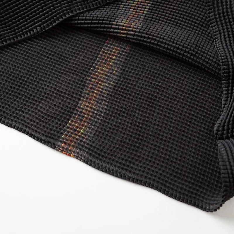 Весна и лето Miyake fold японский принт джемпер круглый вырез туго тело тонкая простая футболка женская рубашка