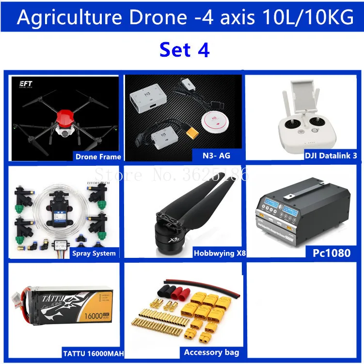 

EFT E410 4 axis 1300mm Wheelbase waterproof agricultural spraying drone flight platform 10L/10KG Folding Spray Quadcopter