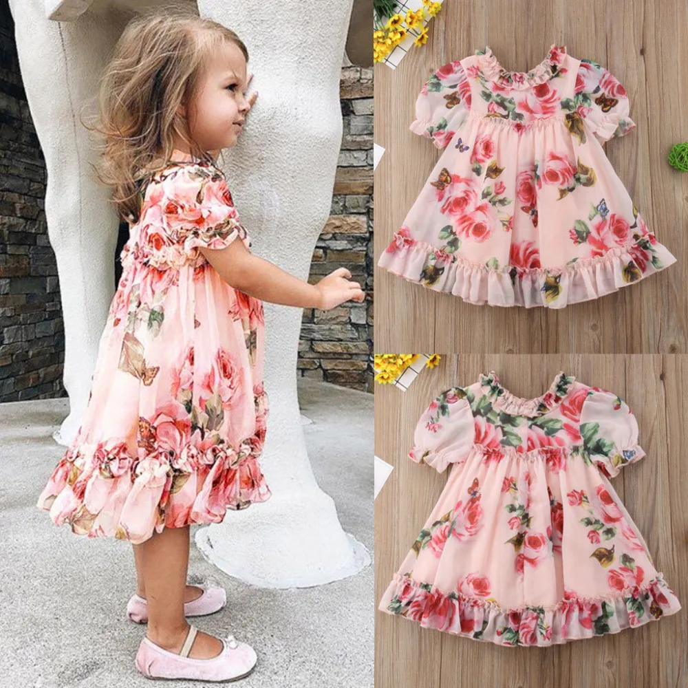 

Chiffon Toddler Kids Baby Girls Princess Flowers Party Tutu Tulle Dress Clothes Dress Clothes Princess Dress vestido infantil