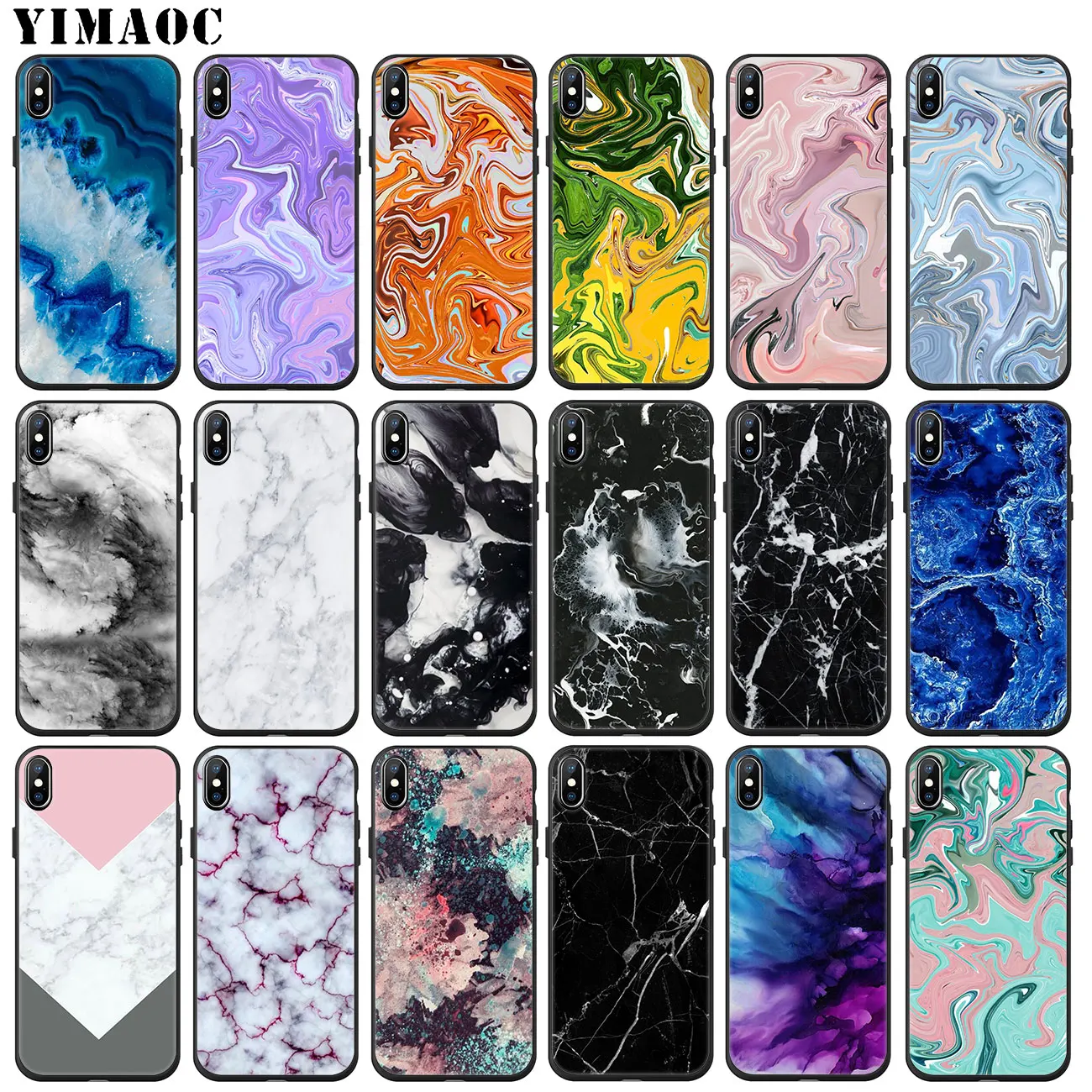 Мягкий силиконовый чехол YIMAOC для iPhone 11 Pro XS Max XR X 6 6S 7 8 Plus 5 5S SE 10 черный из ТПУ |