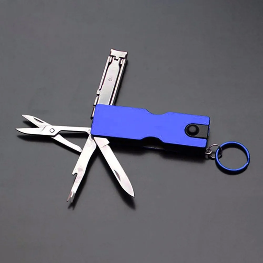 

Multifunction Beauty Tool Mini Fashion Keychain Knife Nail Clippers Earpick Scissors Tweezers Hand Tools with LED Lights