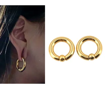 

BODY PUNK Gold Plugs and Tunnels Ear Piercing Weights Stretcher Expander Ear Gauge BCR Captive Ball Closure Nose Septum Ring 6mm