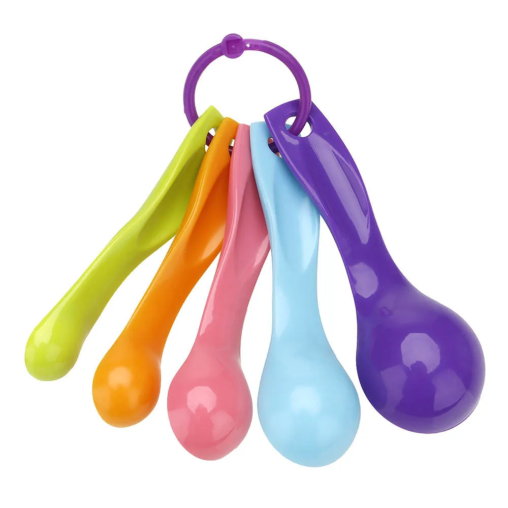 5Pcs/ Set Colorful Plastic Household Measuring Spoons Baking Cooking Milk Powder Spice Spoon Cup