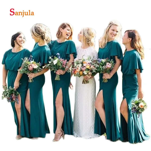 Emerald Green Floral Bridesmaid Dresses