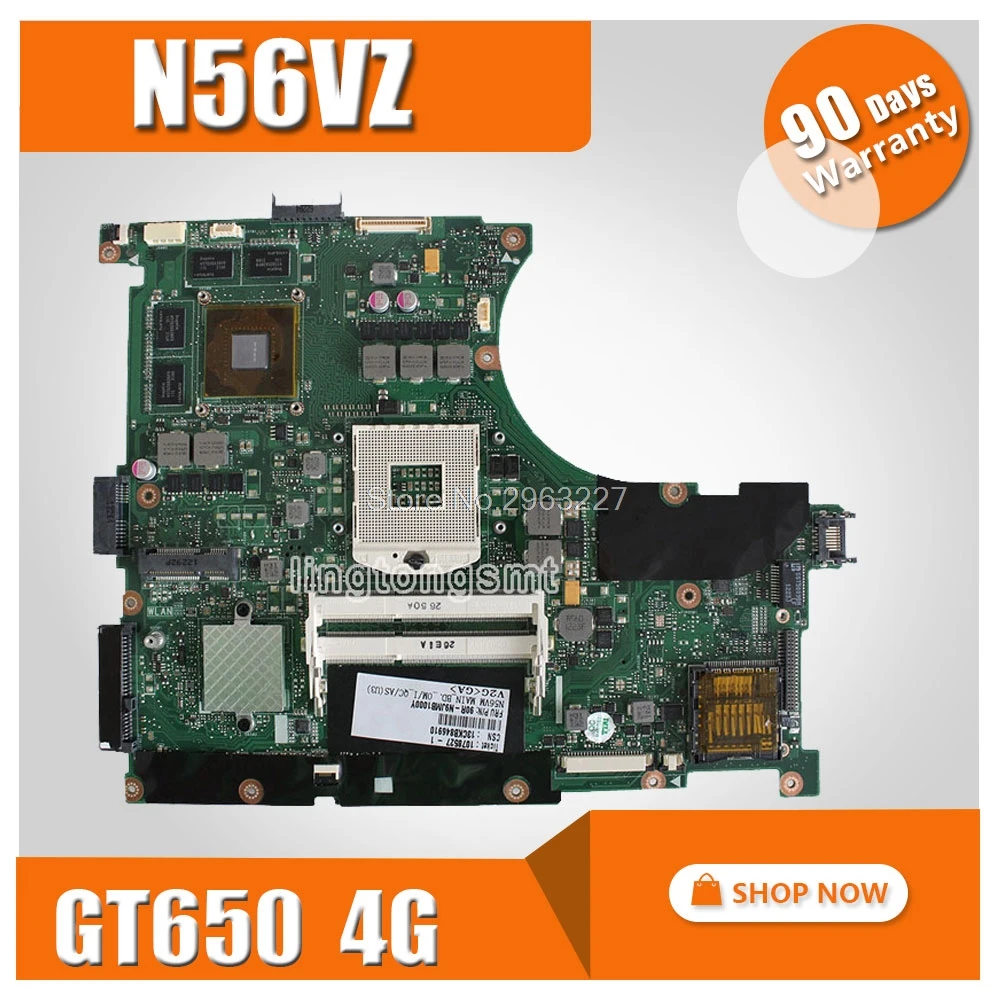 

N56VZ Motherboard REV:2.3 GT650M 4GB For ASUS N56VJ N56VV N56VB Laptop motherboard N56VZ Mainboard N56VZ Motherboard test OK