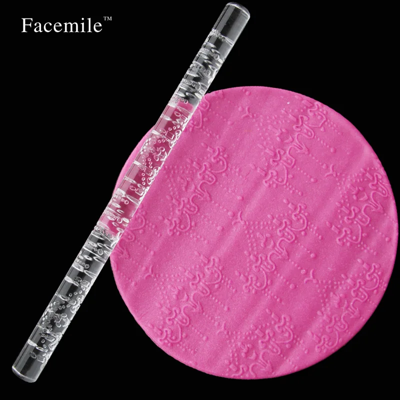 

Droplight Design Fondant Cake Decoration Acrylic Rolling Pin Transparent Sculpture Textured Embossing Roller Tools 16x1cm 52002