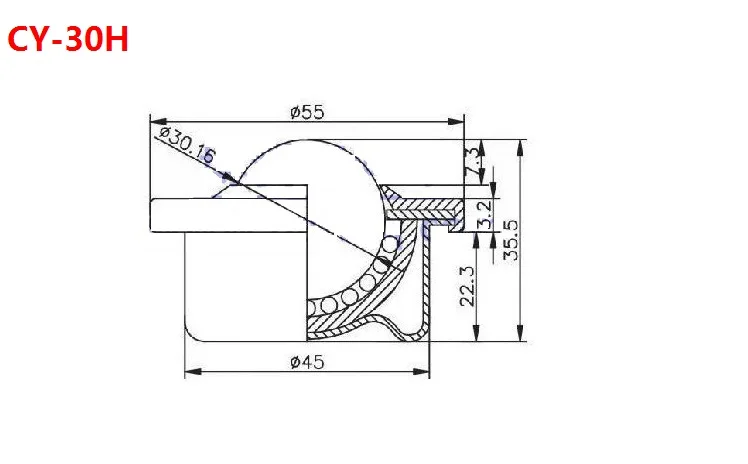 JINLI-CASE Wheels CY-30H 304 Stainless Steel Ball and Shell Stud Mount Ball Transfer Unit Load Capacity 70-85kgs Conveyor Ball Bearing Roller Ball Size : CY 30H