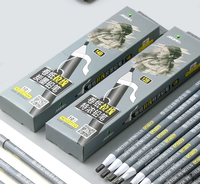 

Marie's roll paper pull line extra thick pencil 12B carbon ink pencil 14B free charcoal carbon pen art supplies