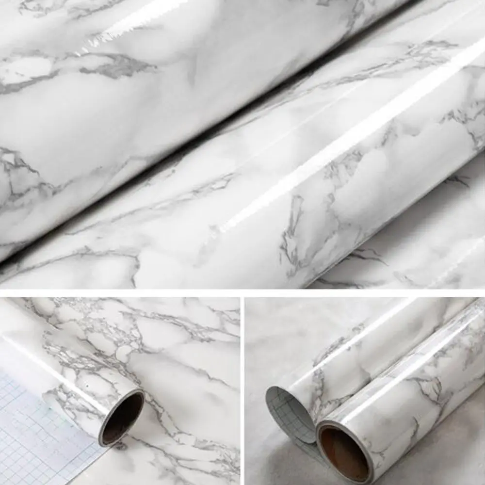 

0.6x50 Marble Waterproof Vinyl Self adhesive Wallpaper Sticker Modern Contact Paper for Kitchen Cupboard Living Room Background
