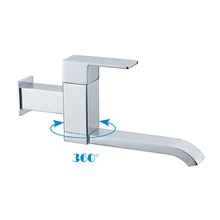 Одиночный кран для холодной воды, вращающийся на 360 градусов Керамический клапан, хромированный латунный настенный кран для ванной комнаты, кухни, туалета, мебели DLCF003