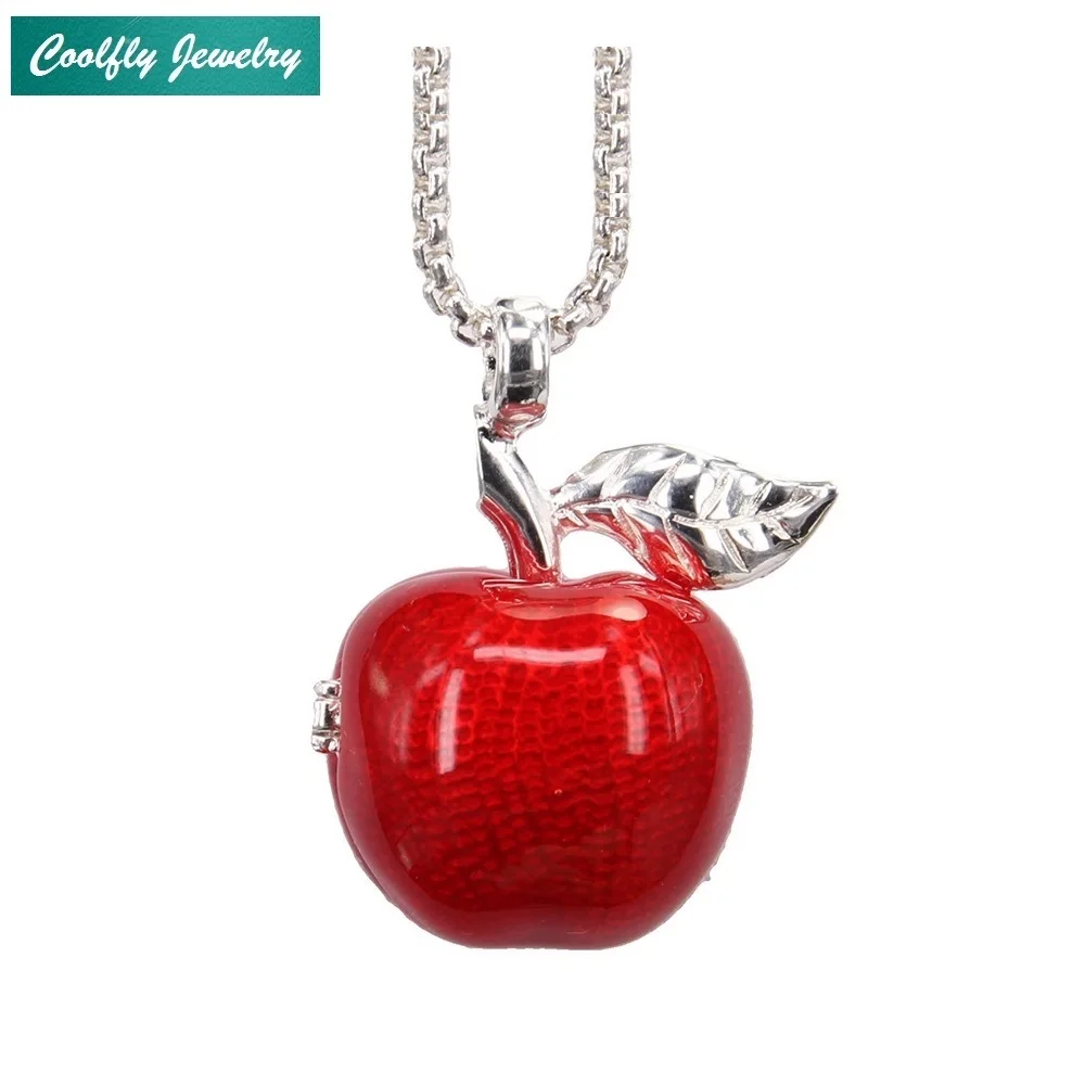 

Trendy Style Locket Openable Red Apple Pendants & Necklaces Fashion Brand Glam Apple Pendant Gift Jewelry Link Chain Bijoux