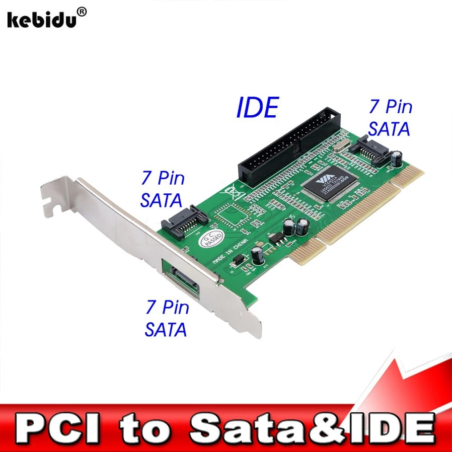 

kebidu New 3 ports SATA + IDE Serial HDD ATA PCI Card Converter Adapter for PC Tablet Computer 1.5Gb/s Data Rate