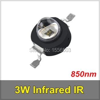 

100 Pcs/lot 3W Infrared IR 850nm High Power LED Bead Black LEDs Emitter DC1.8-2.2V CCTV Camera IR Diode for Security