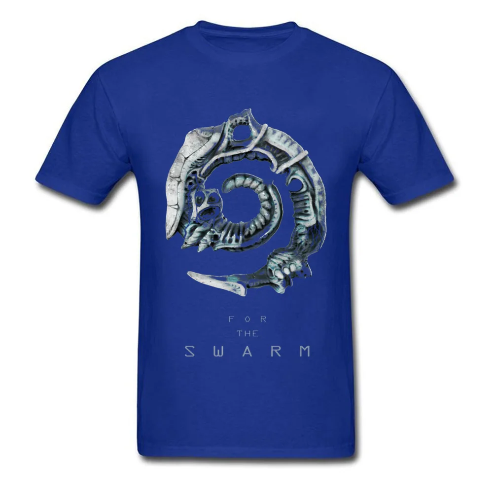 For the Swarm 11418 Cotton Printed Tops Shirt Dominant Short Sleeve Young T-Shirt Custom Autumn Tshirts Crew Neck For the Swarm 11418 blue