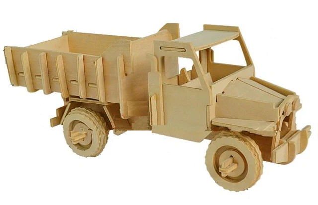 Dump truck model mobil kayu mainan kayu anak kayu, 3D tiga