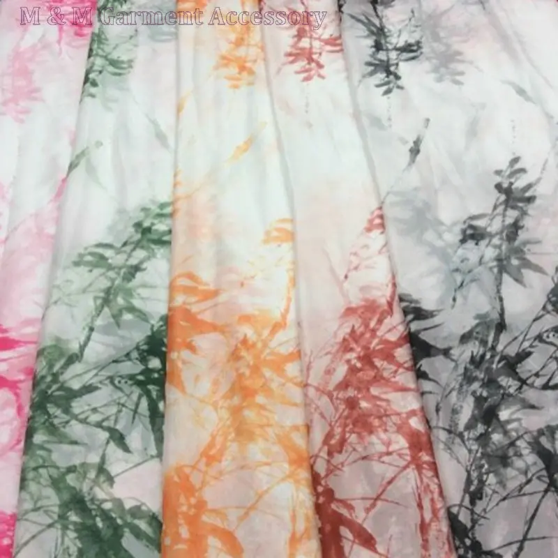 Good quality bamboo pattern printed chiffon fabric polyester fabric