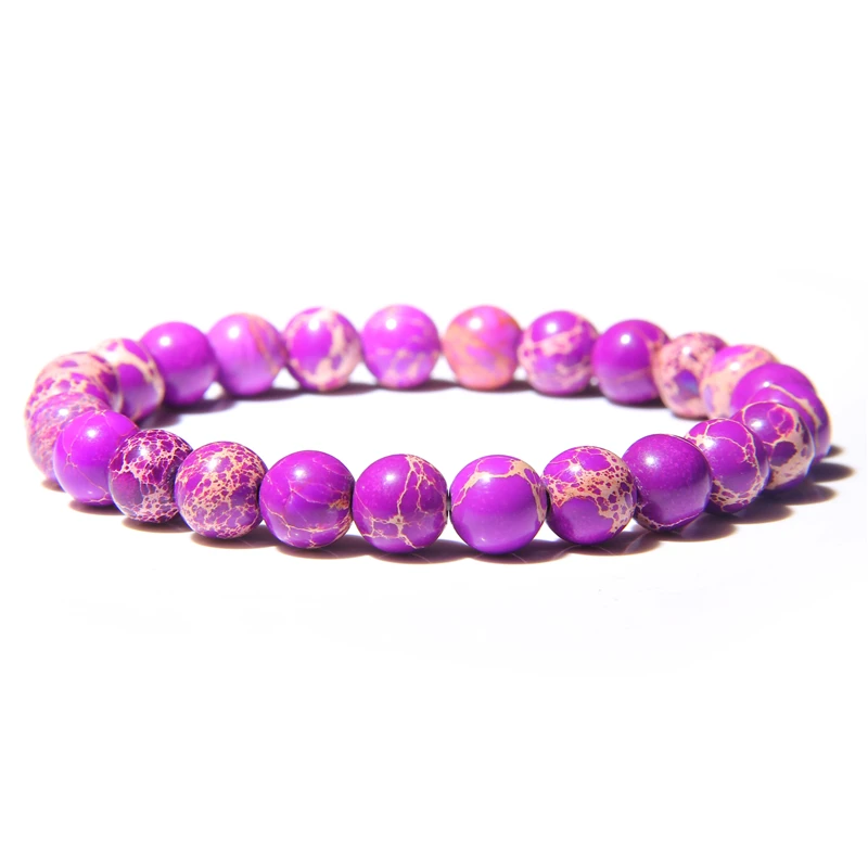 

Free Shipping Natural Semi-precious Imperial Jaspers Bracelets Women Polished Chakra 8 mm Gem Stone Beads Bracelet Drop Shipping