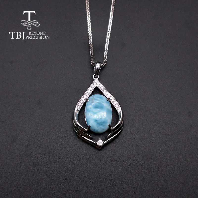 TBJ, натуральный драгоценный камень larimar, простой стиль, подвеска, серебро 925 пробы, хорошее ювелирное изделие для девушки, хороший подарок, как повседневная одежда