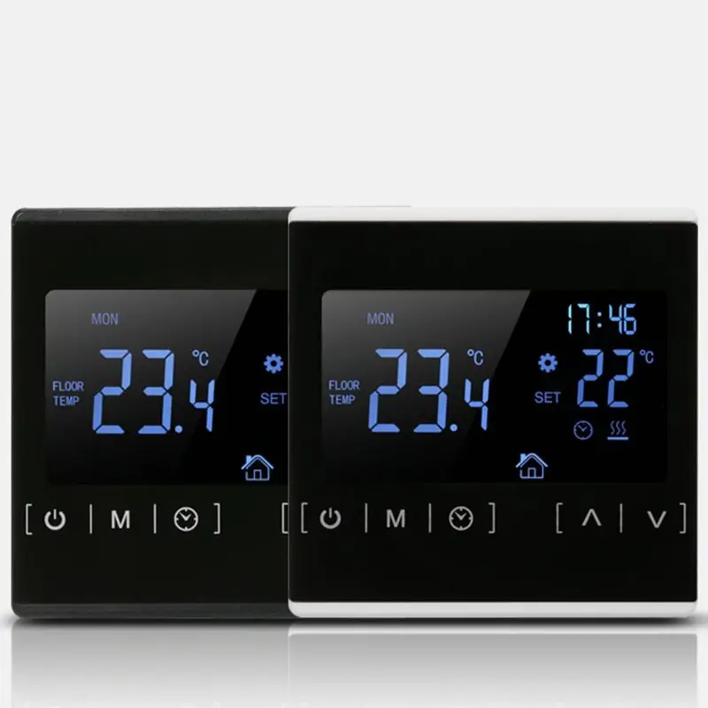 Ceny LCD dotykowy termostat z ekranem elektryczne ogrzewanie podłogowe System ogrzewanie wodne termoregulator AC85 240V regulator temperatury
