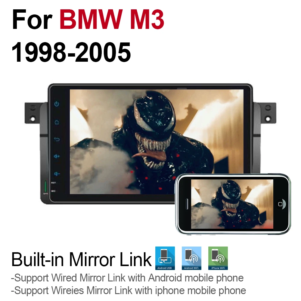 Top 2 din Android 9.0 Octa Core 4GB RAM Car DVD for BMW M3 1998~2006 GPS Radio BT Navi MAP Multimedia player system WIFI HD Screen 3