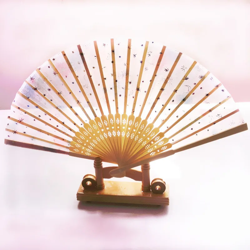 Chinese Wind Dance Fan Ladies Gauze Maid Folding Single Paragraph Unisex Multicolor Grownups Bamboo