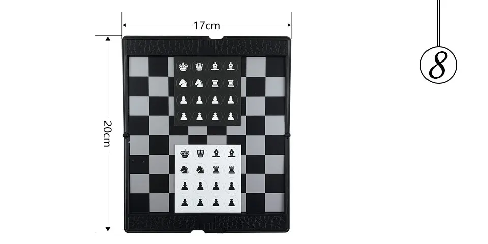 Easytoday Mini Chess Games Set Plastic Chess Board Portable Magnetic Folding Chess Pieces Pocket Entertainment Games (8)