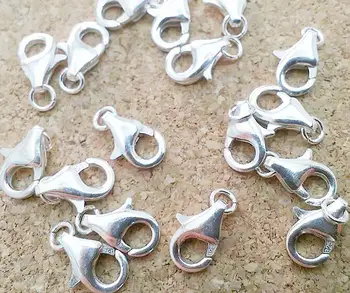 

50Piece 925 sterling Silver Lobster Clasp 8mm 9mm 10mm 11mm 13mm For Necklace Bracelet Connectors DIY Jewelry Components