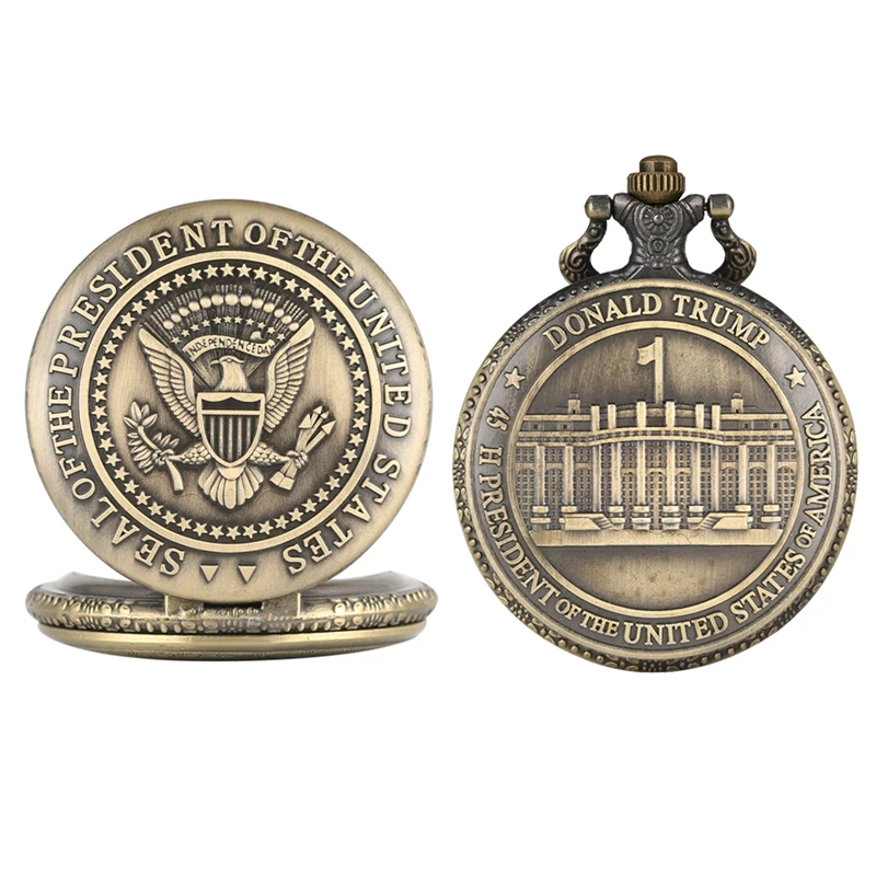 

Seal of the President of United States of America White House Donald Trump Quartz Pocket Watch Chain Art Collections Necklace