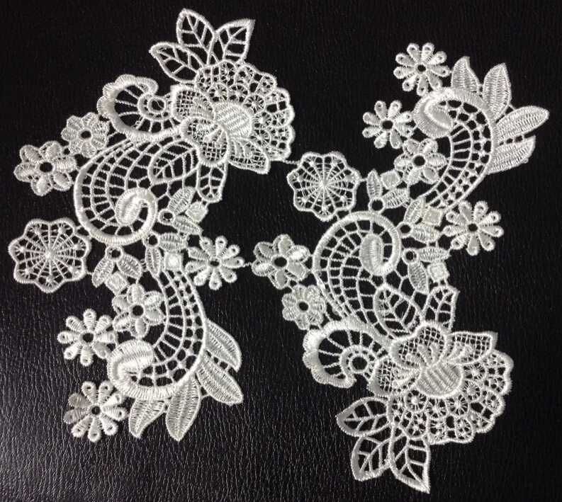 

18cm*8cm polyester embroidery mirrored lace applique,embroidery wedding dress decoration patches,veil applique,XERY-BQ0725P