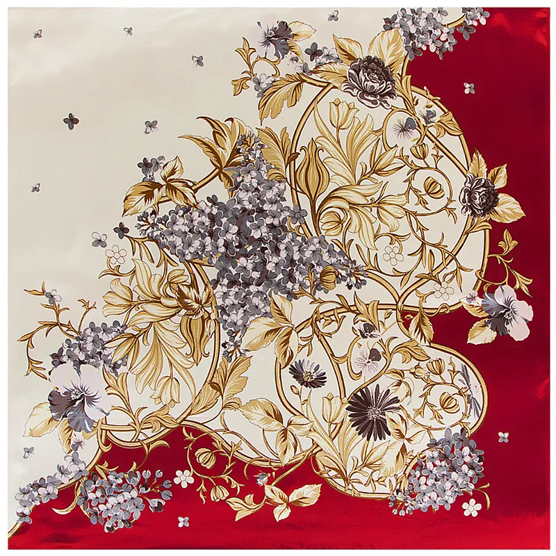

90 cm Fashion Scarf For Women Floral Print Hijab Silk Shawl Brand Scarf Foulard Square Scarves Wraps For Ladies 2019 New