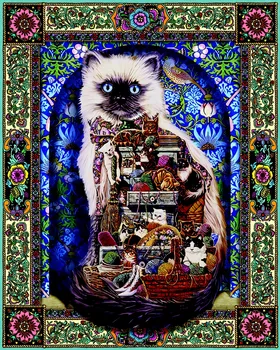 

DIY Diamond Painting Cross Stitch Flowers 5D Needlework Mosaic Full Square Drill Icon Diamond Embroidery Cat Decor Painting