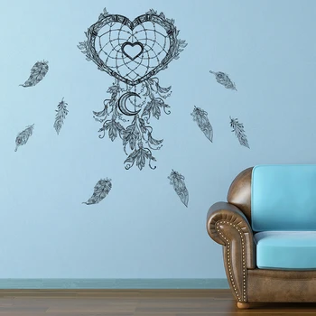 

Flying Feathers Dream Catcher Wall Stickers For Living Room Home Decorations DIY Indian Style Mural Art PVC Sweetheart Decals