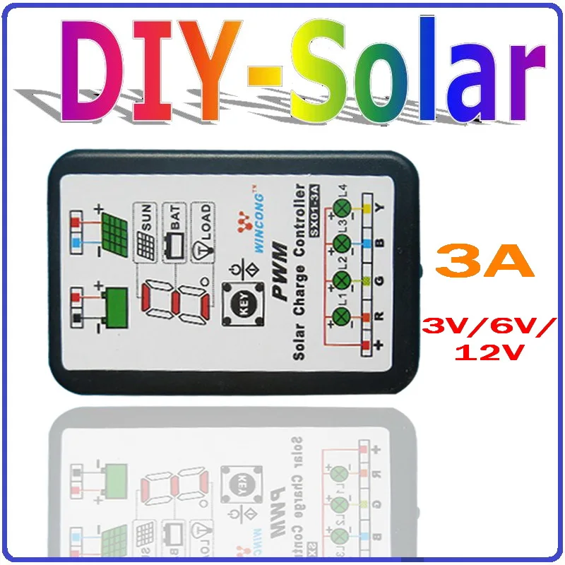 

3A mini solar charge controller, 3V/6V/12V auto sensing PV controller
