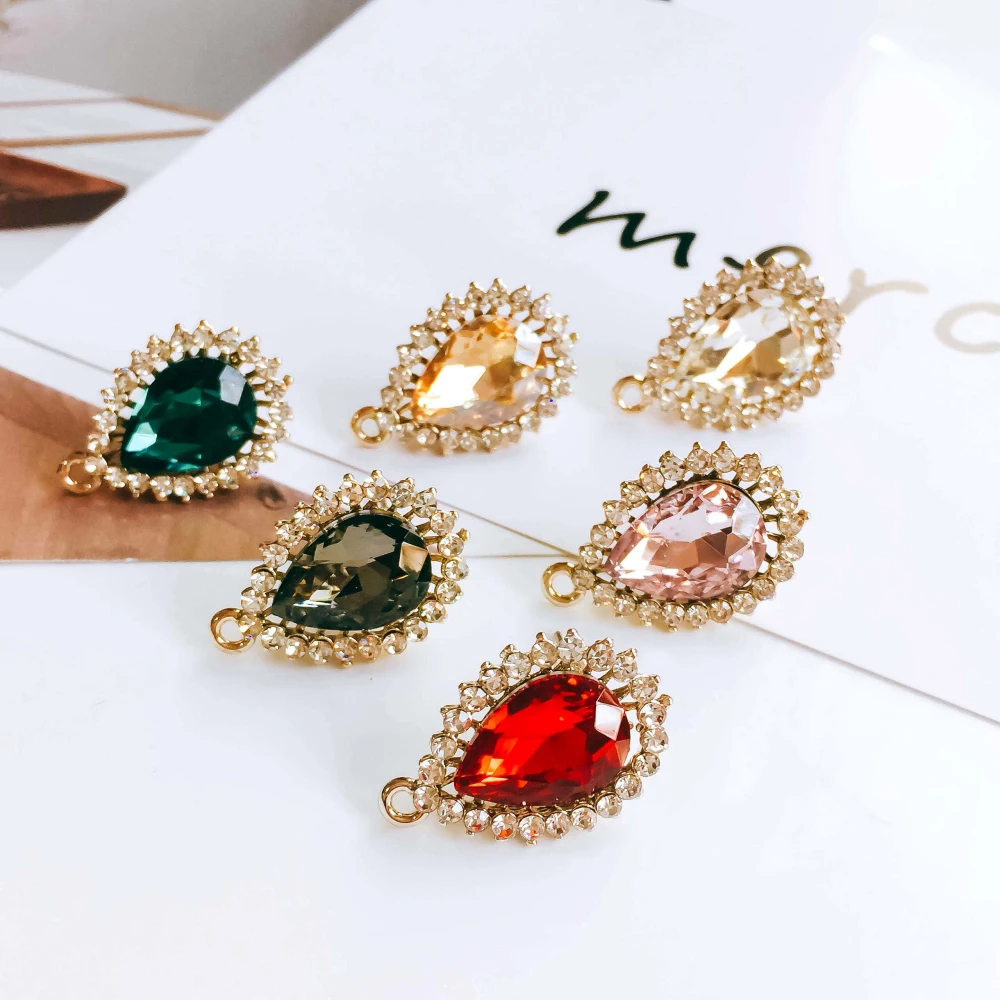 

Rhinestone Crystal 6 Colors Stud Earrings Eardrop for Women Girl Jewelry Component Accessories Diy Handmade Material 6pcs
