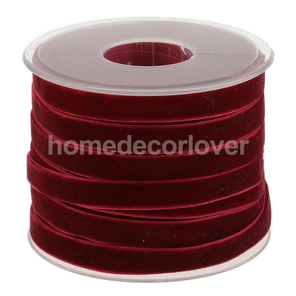 2*20 Yard Velvet Ribbon Roll For Diy Handicraft Decoratio or Holiday Gift Package Wrapping Wine Red & Green