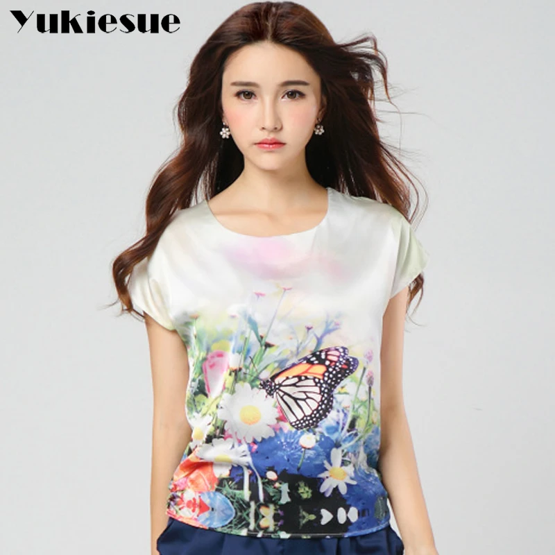 

2018 summer Silk Blouse Women Tops Fashion Elegant short Sleeve Solid Shirt Womens Blouses shirts Casual Blusas Femininas 4xl