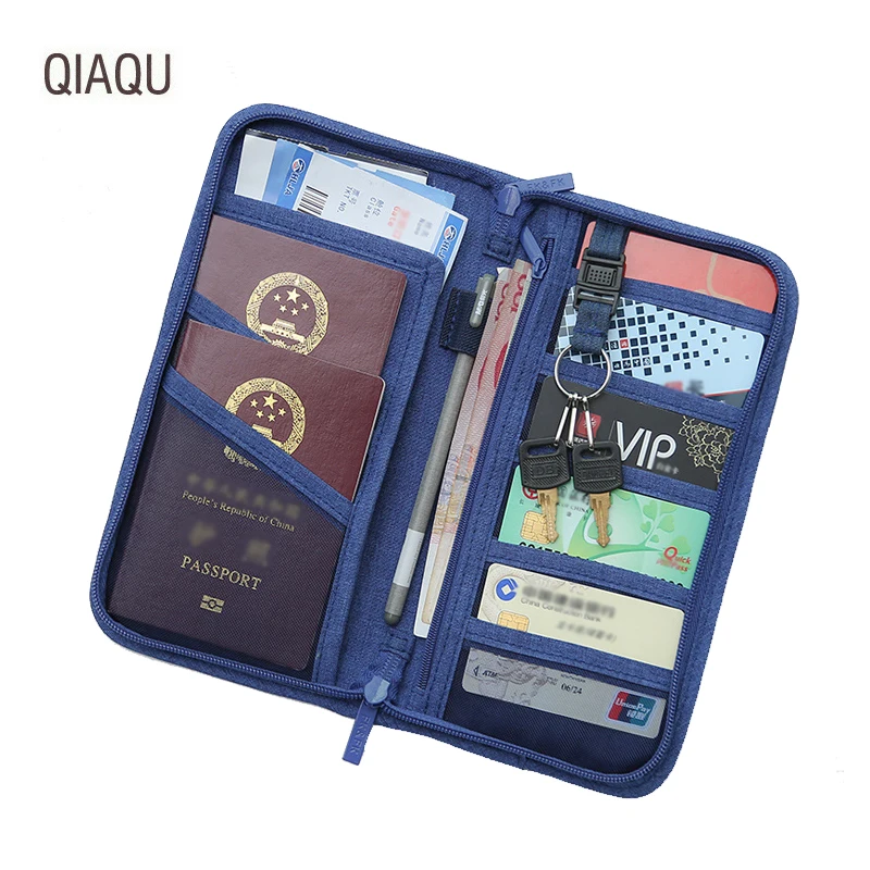 

QIAQU Men's and women FashionTravel Wallet Passport Holder Multi-purpose Credit Card Package ID Document Multi Pockets Card Pack