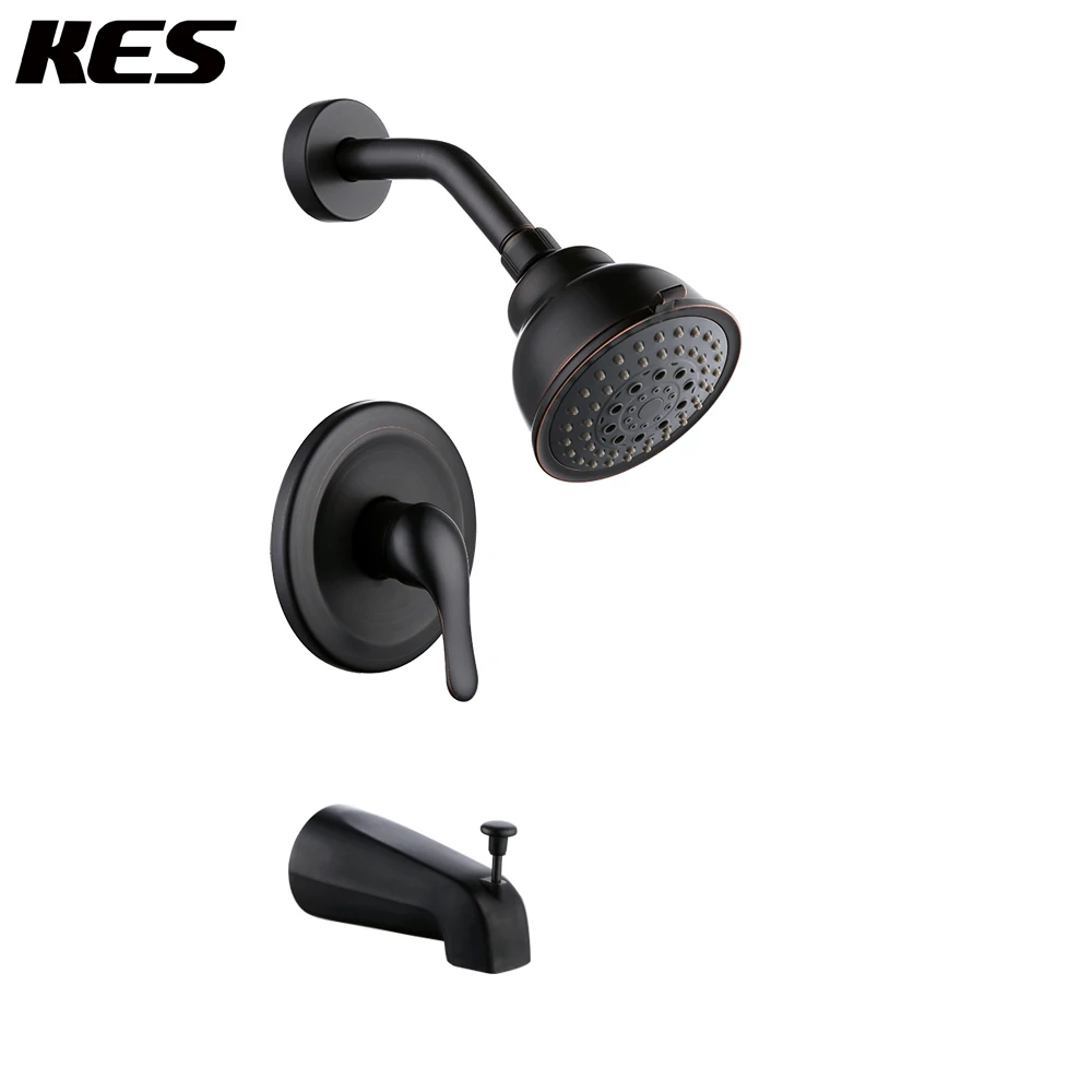 

KES Pressure Balance Shower Valve Combo Complete Kit Bath and Shower Faucet Set Brass Antiscald Valve Oil Rubbed Bronze,XB6222-7