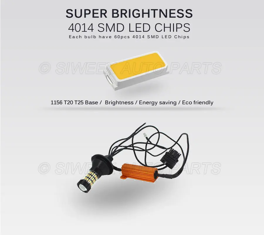 2 шт. 1156 BA15S T20 7440 T25 3156 светодиодная двухцветная белого и желтого цвета сигнал