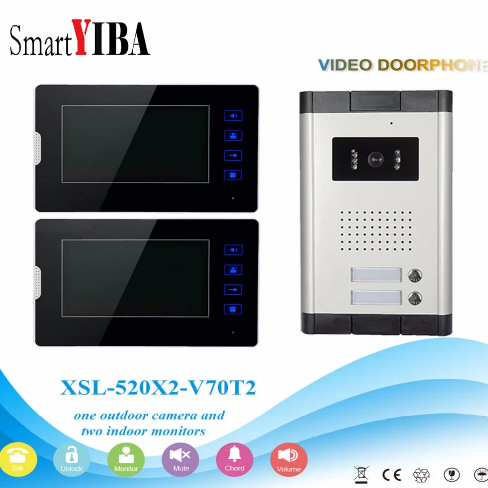 SmartYIBA 2 Units Apartment Intercom System Video Door Phone Door Intercom Aluminum Alloy Camera 7\Inch Monitor Video Doorbell