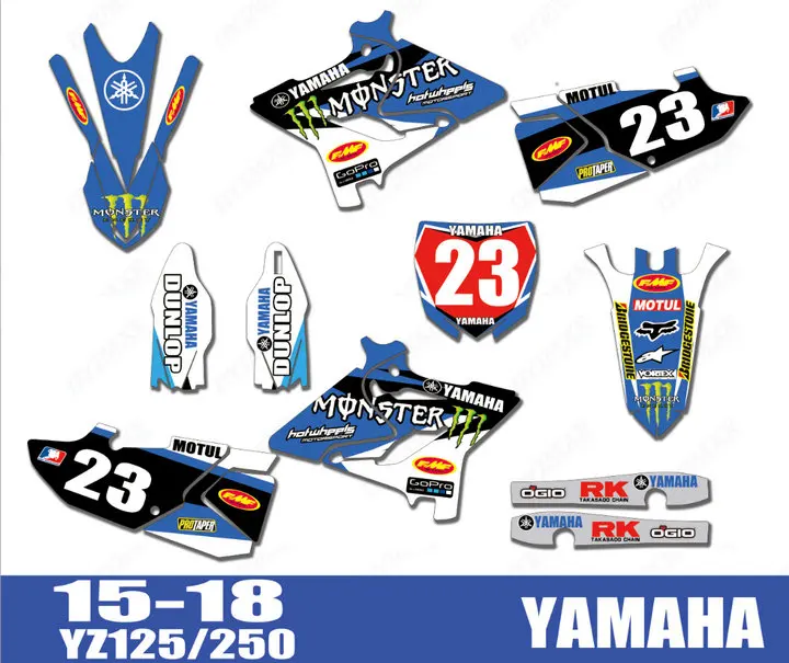 Графические Наклейки для мотоцикла и велосипеда деколи фона Yamaha YZ125 YZ250 YZ 125 250 2015