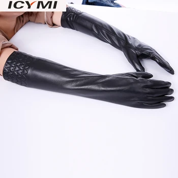 

ICYMI Fashion 2018 Newest Evening Party Wintertime Longer Genuine Leather Women Keep Warm Long Gloves Special Offer Freeshipping