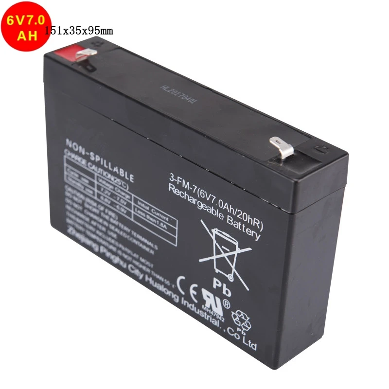

New sealed recharge lead acid battery solar ups battery storage 6V 7AH for battery electric vehicle car 151x35x95cm