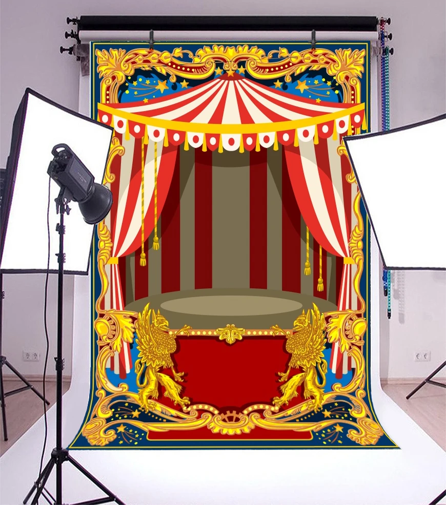 Laeacco цирковой палатки барабана узор Детские вечерние фотографии детей фон Индивидуальные фотографические фоны для фотостудии
