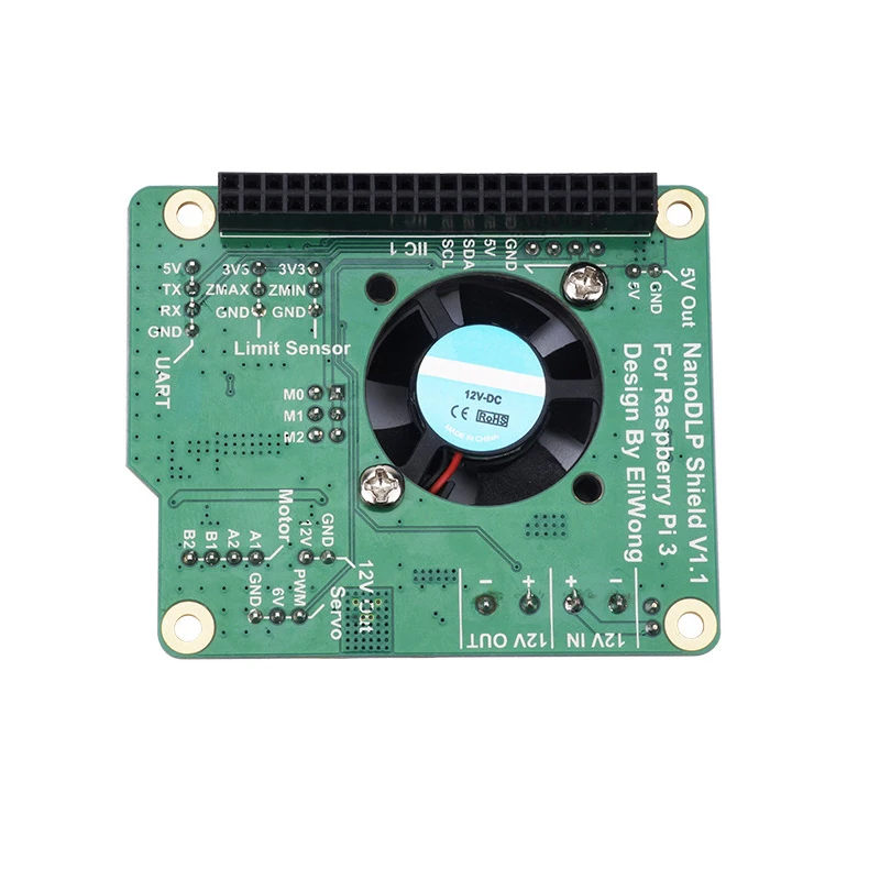 Nanno DLP Shield V1.1 Raspberry Pi 3B Плата расширения 12 В Вентилятор охлаждения DRV8825 управляемый